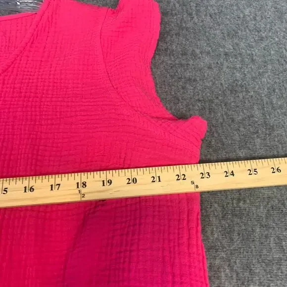 Three Dots Shirt Extra Large Cotton Gauze Pink‎ V-neck Short Sleeves XL - Picture 5 of 9